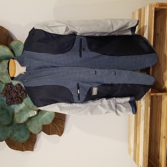 Michael Kors Men's 2 Button Blazer Sport Coat Jacket Navy Steel Blue Tattersall. - Picture 5 of 11